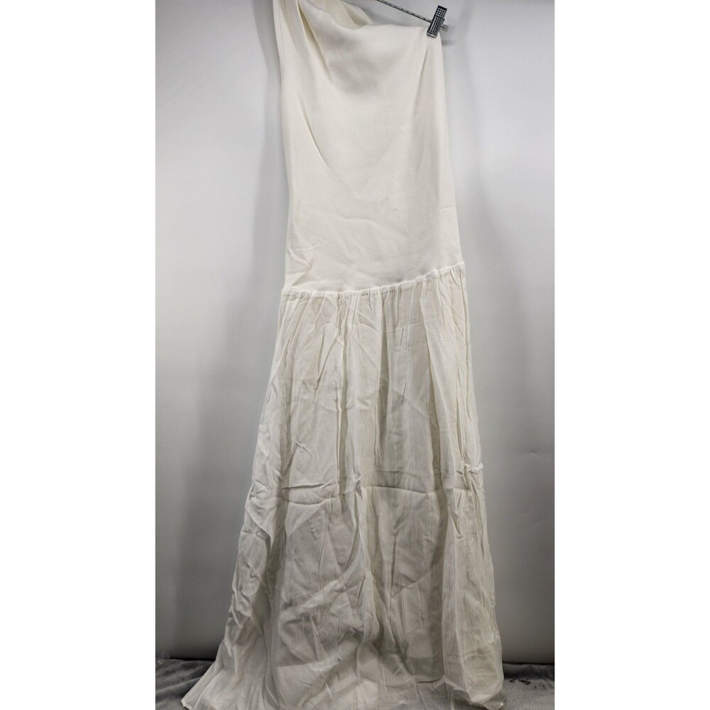 Mango MNG Women's M Ecru Asymmetrical Combined Knitted Dress NWT